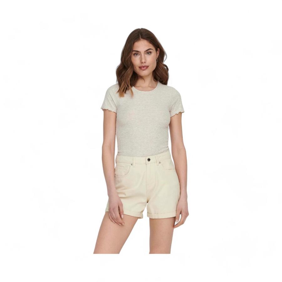 Polera Casual Mujer Only Solido Manga Corta Beige