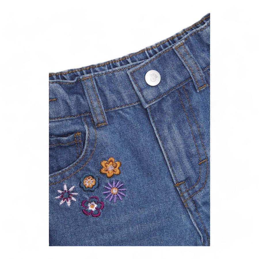 Jeans Niña Osito Bordado Azul