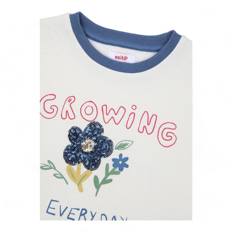 Poleron Niña Osito Estampado Azul