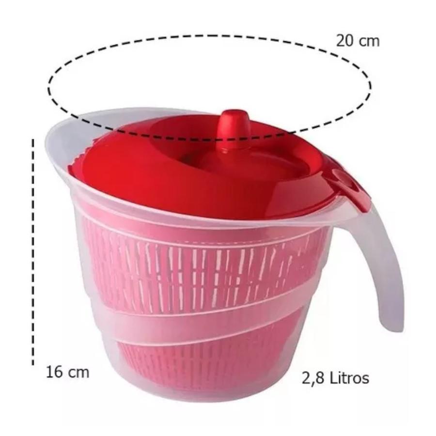 Secador De Ensalada 2,8 Lts Plasútil Rojo
