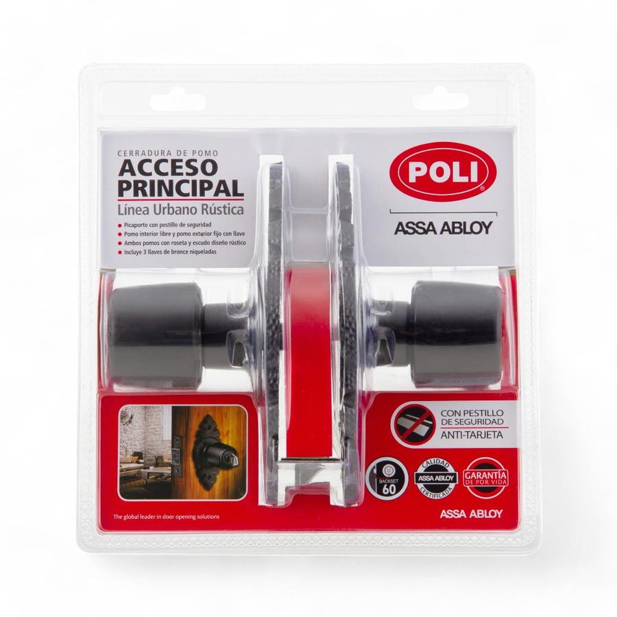 Cerradura Tubular Acceso Poli Pomo Urbano Rústico Negro