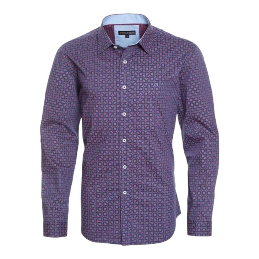 Camisa Hombre Potros Trevira Estampada Spandex Morado