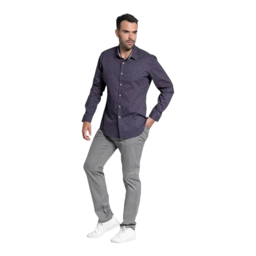 Camisa Hombre Potros Trevira Estampada Spandex Morado