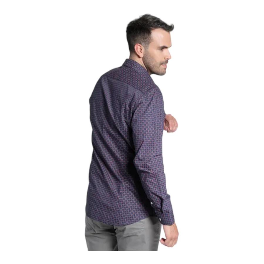 Camisa Hombre Potros Trevira Estampada Spandex Morado