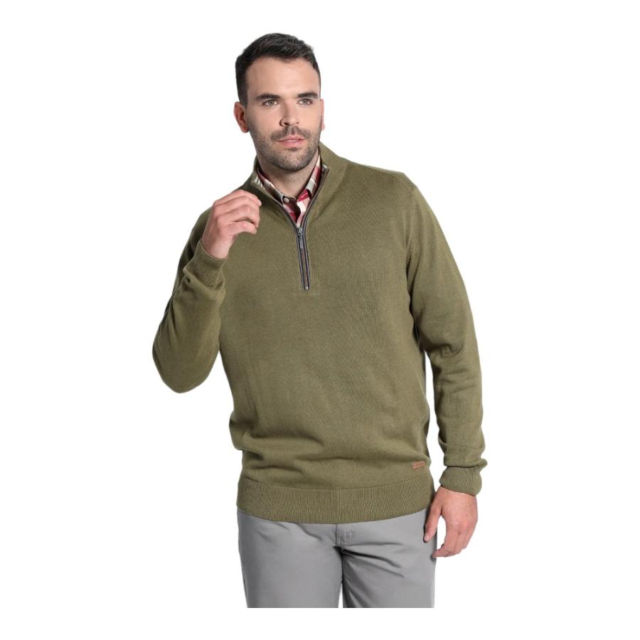 Sweater Hombre Potros Half Zipper Verde