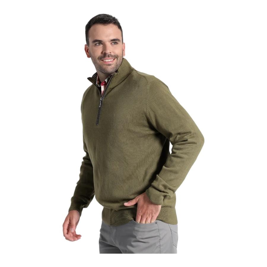 Sweater Hombre Potros Half Zipper Verde