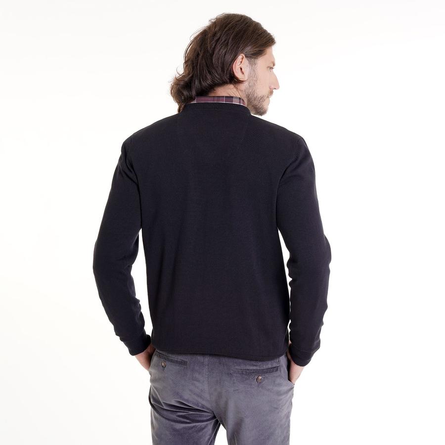 Sweater Potros Hombre Cuello V Negro
