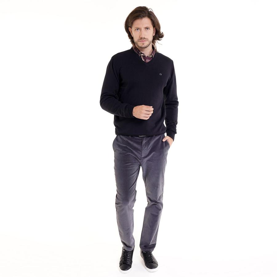 Sweater Potros Hombre Cuello V Negro