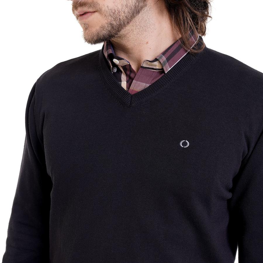 Sweater Potros Hombre Cuello V Negro