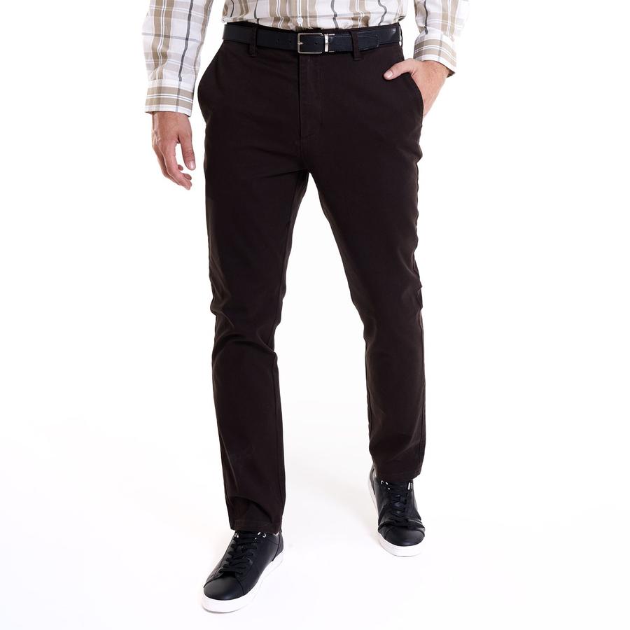 Pantalon Hombre Gabardina Corte Clasico Potros Cafe