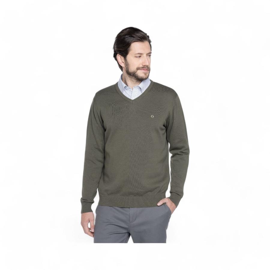 Sweater Hombre Potros Venecia Cuello V Olivo
