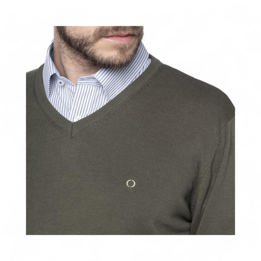 Sweater Hombre Potros Venecia Cuello V Olivo
