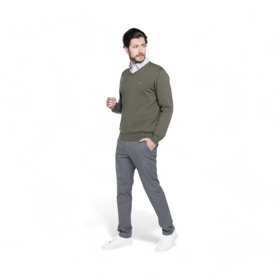 Sweater Hombre Potros Venecia Cuello V Olivo