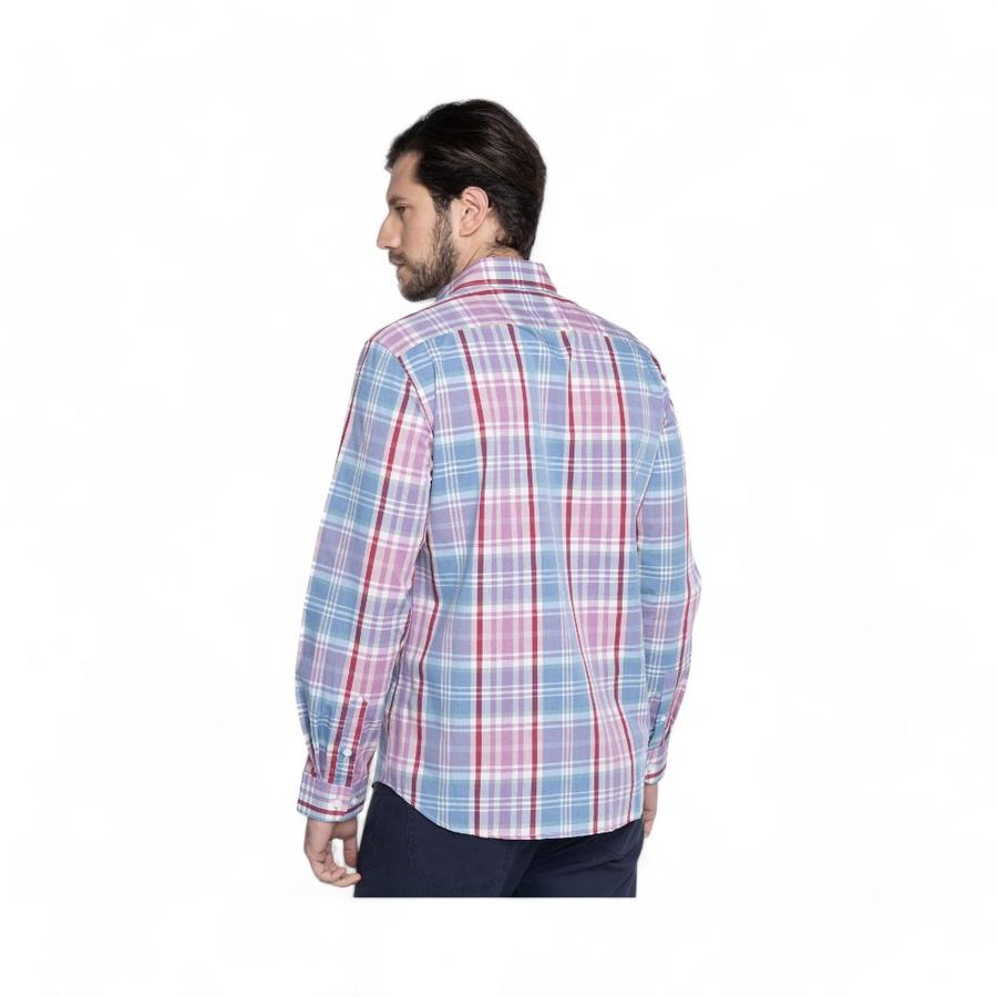 Camisa Hombre Potros Zaragoza Manga Larga Rosado/Celeste