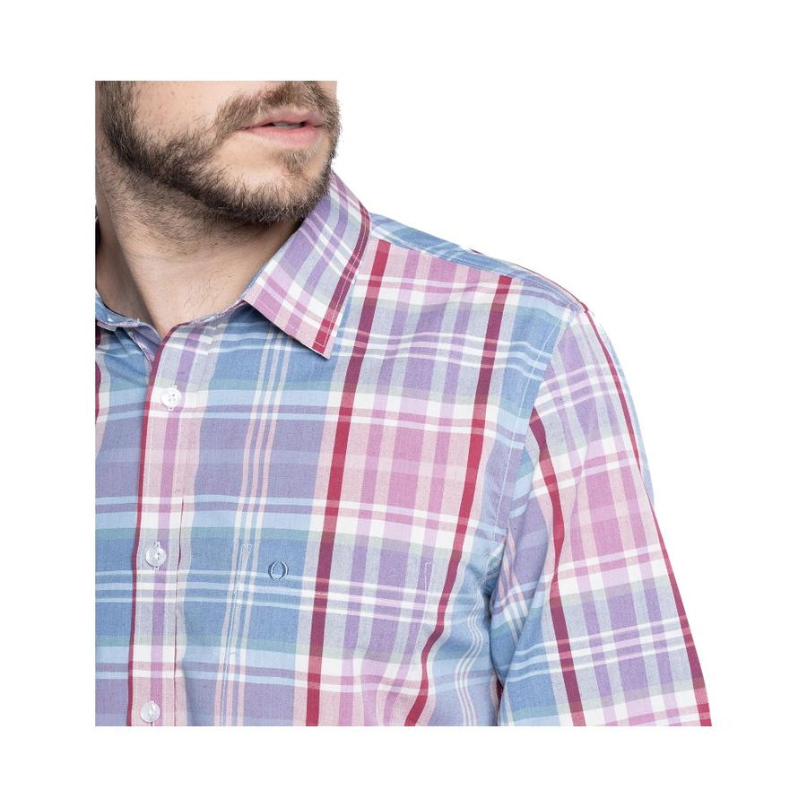 Camisa Hombre Potros Zaragoza Manga Larga Rosado/Celeste