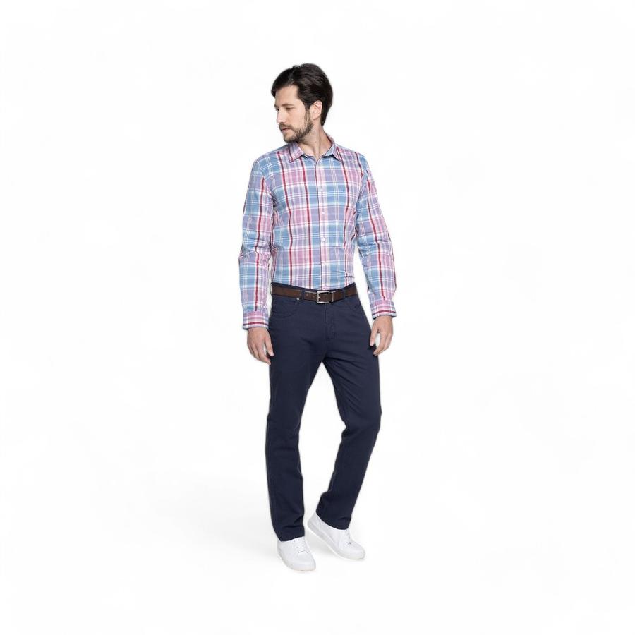 Camisa Hombre Potros Zaragoza Manga Larga Rosado/Celeste