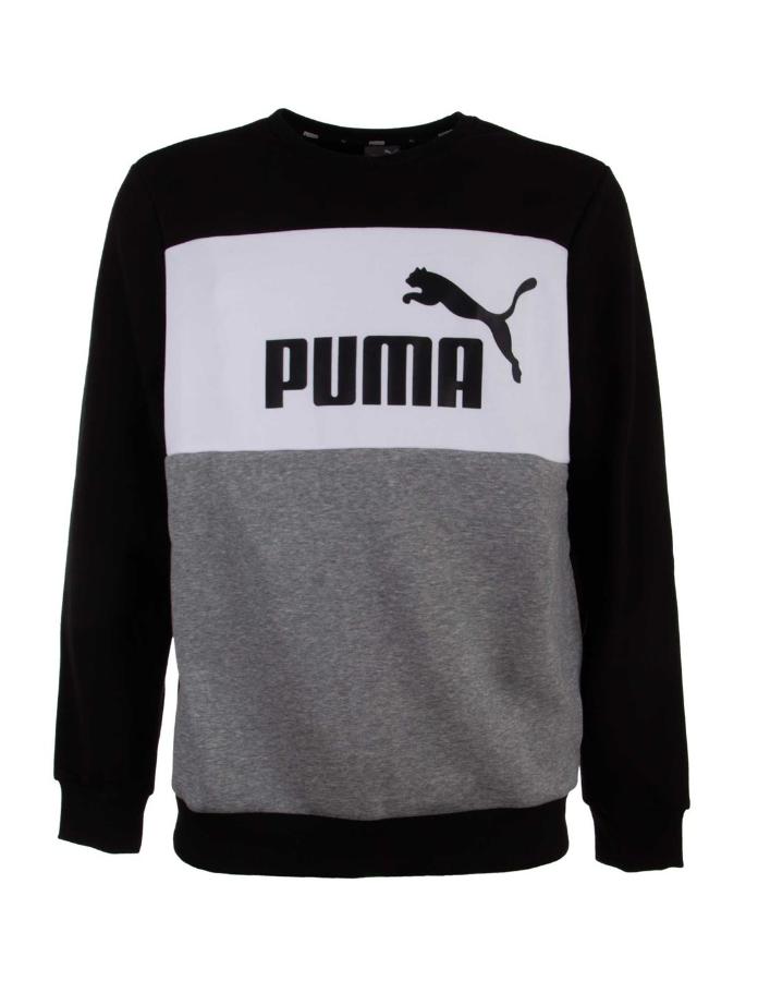 Poleron Puma Crewneck Big Logo Blanco/negro/gris Hombre