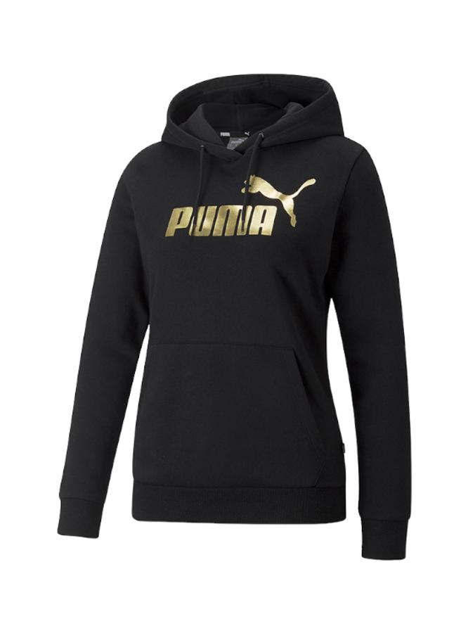 Poleron Puma Ess Metalic Logo Hoddie Mujer Negro