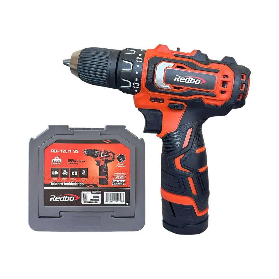 Taladro Inalámbrico Redbo 10Mm + 2 Baterías 2Ah + Cargador