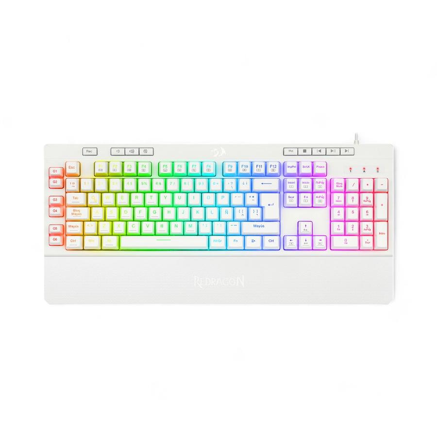 Teclado Gamer Redragon Shiva K512W-RGB Membrana Blanco