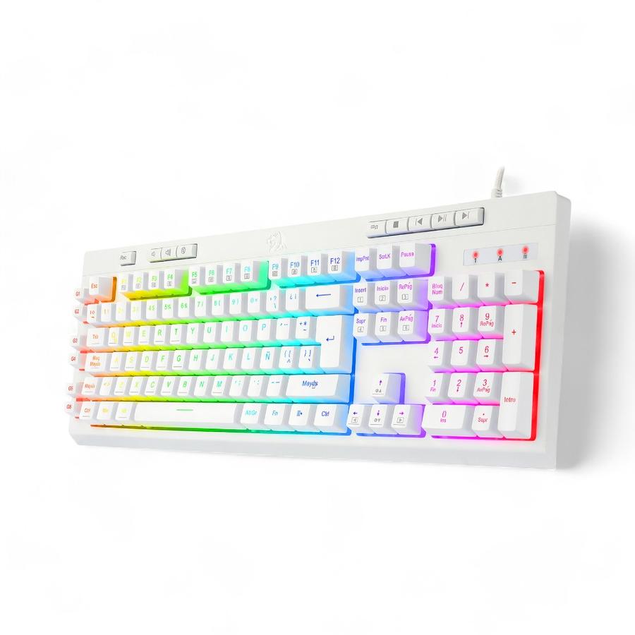 Teclado Gamer Redragon Shiva K512W-RGB Membrana Blanco