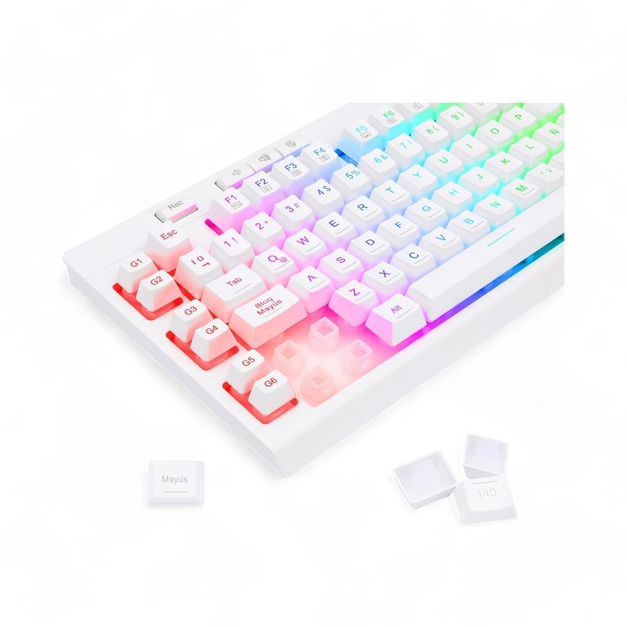 Teclado Gamer Redragon Shiva K512W-RGB Membrana Blanco