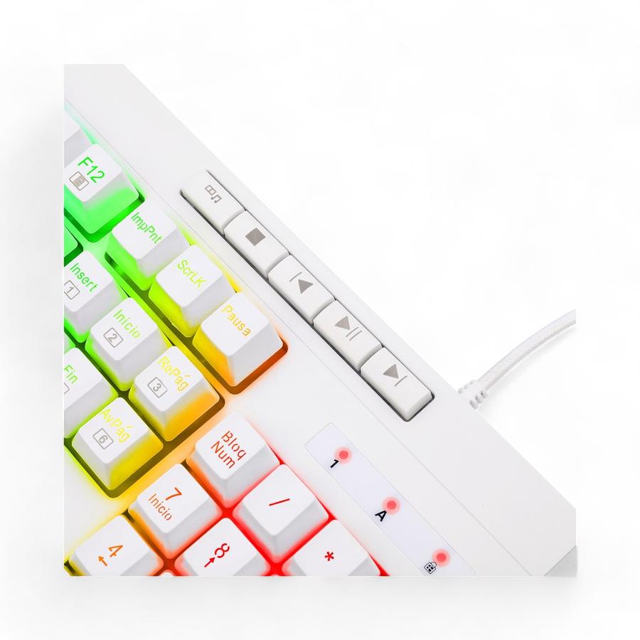 Teclado Gamer Redragon Shiva K512W-RGB Membrana Blanco