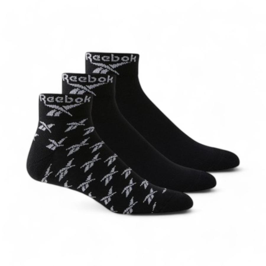 Pack 3 Calcetines Unisex Reebok Vector Tobilleros Negro