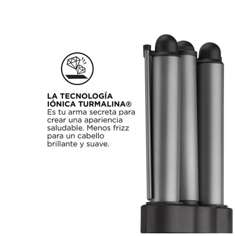 Ondulador De Pelo Revlon Waver Jumbo 3 Barriles Negro