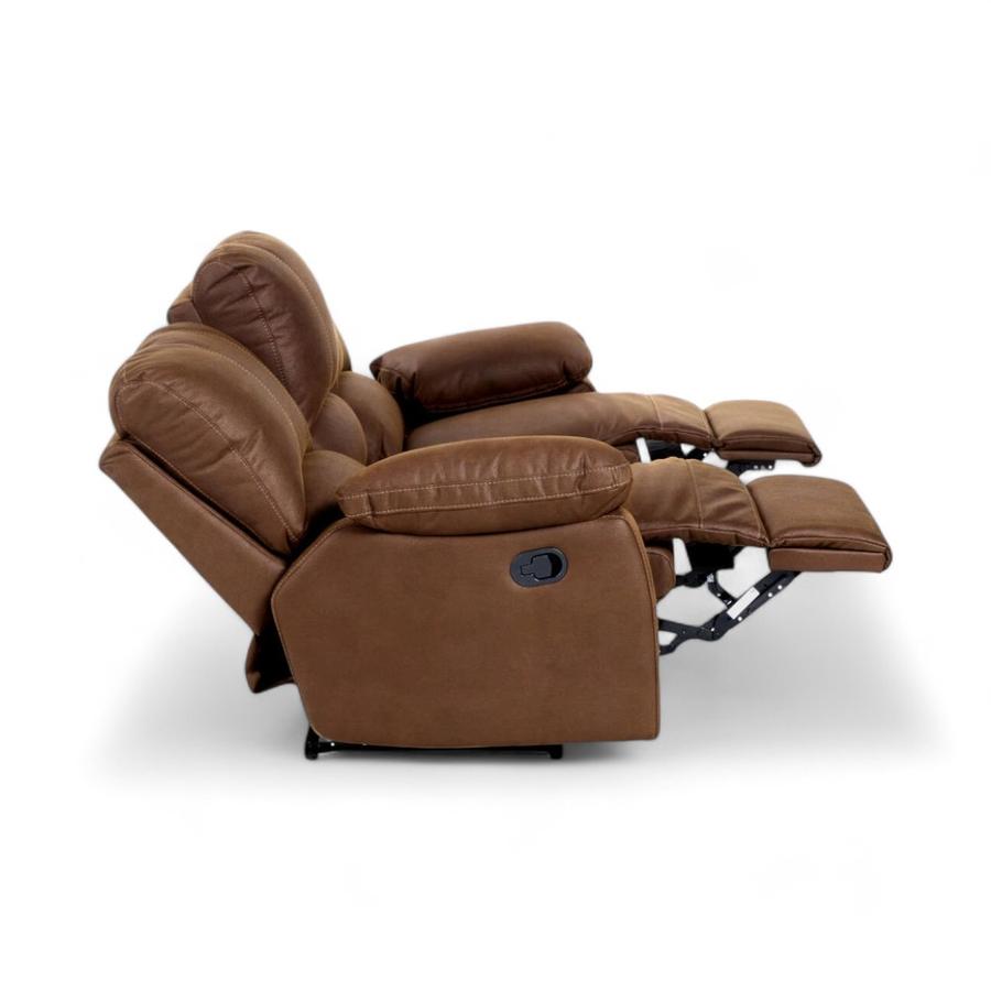 Sofá Reclinable Rosen Archie 3 Cuerpos Tela Manual Café