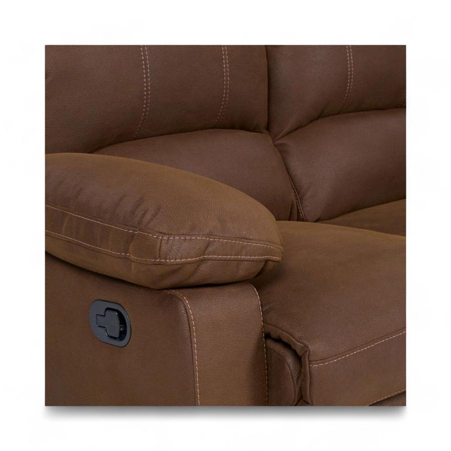 Sofá Reclinable Rosen Archie 3 Cuerpos Tela Manual Café
