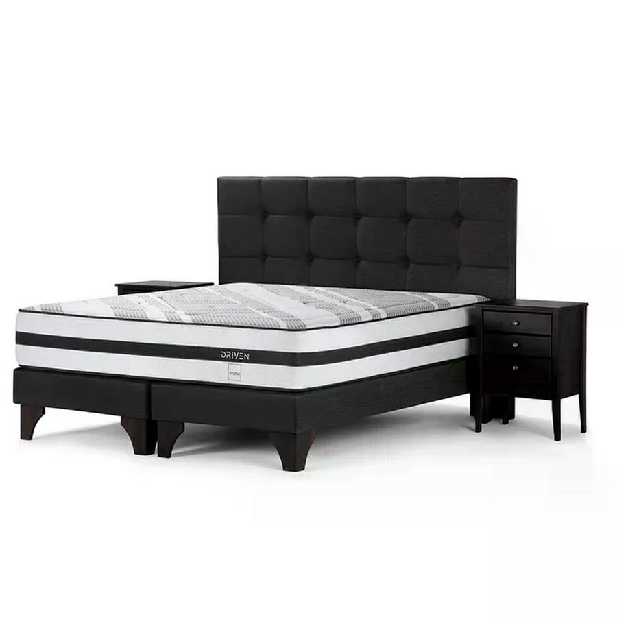 Cama Europea Driven 2 Plazas 150 X 200 Cm Con Muebles Issey Grafito