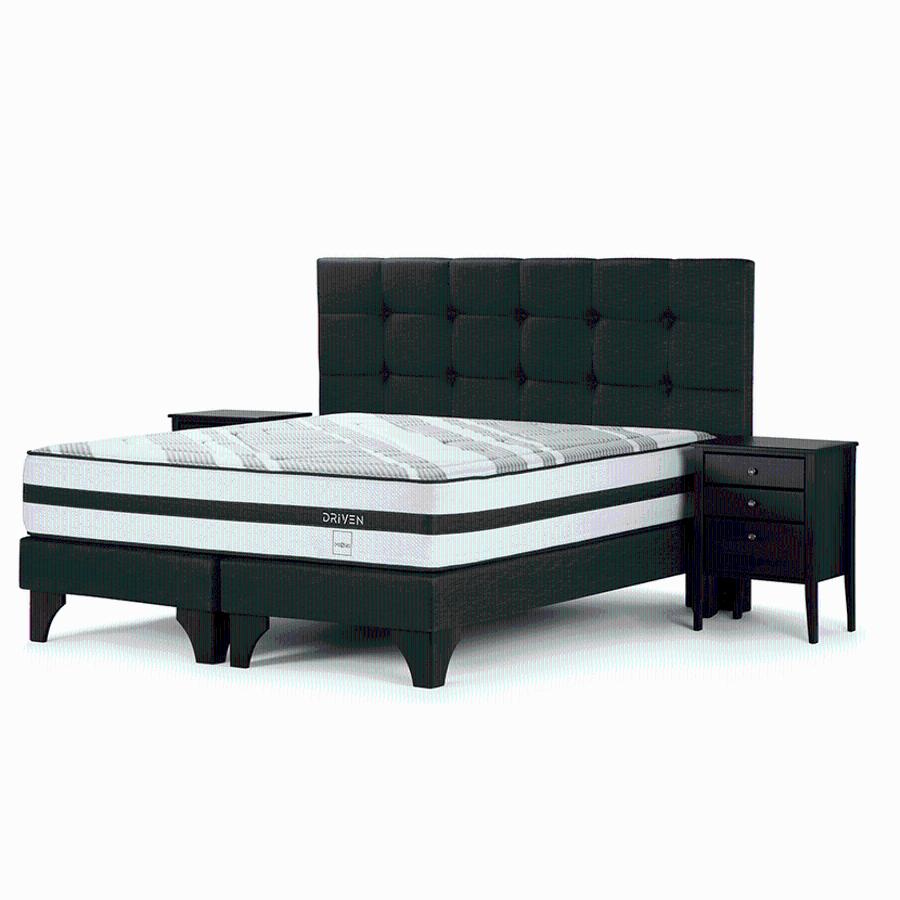 Cama Europea Rosen Driven King Con Muebles Iseey - Grafito