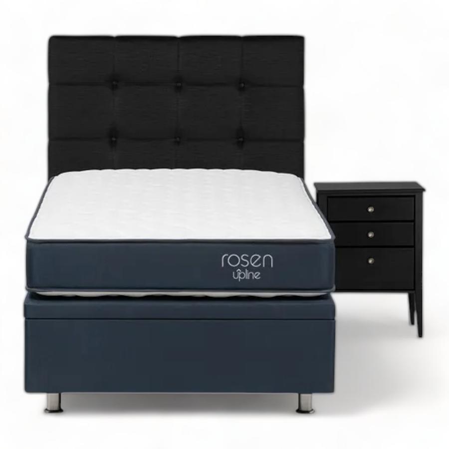 Cama Boxet 1,5 Plazas Rosen Upline + Muebles Issey