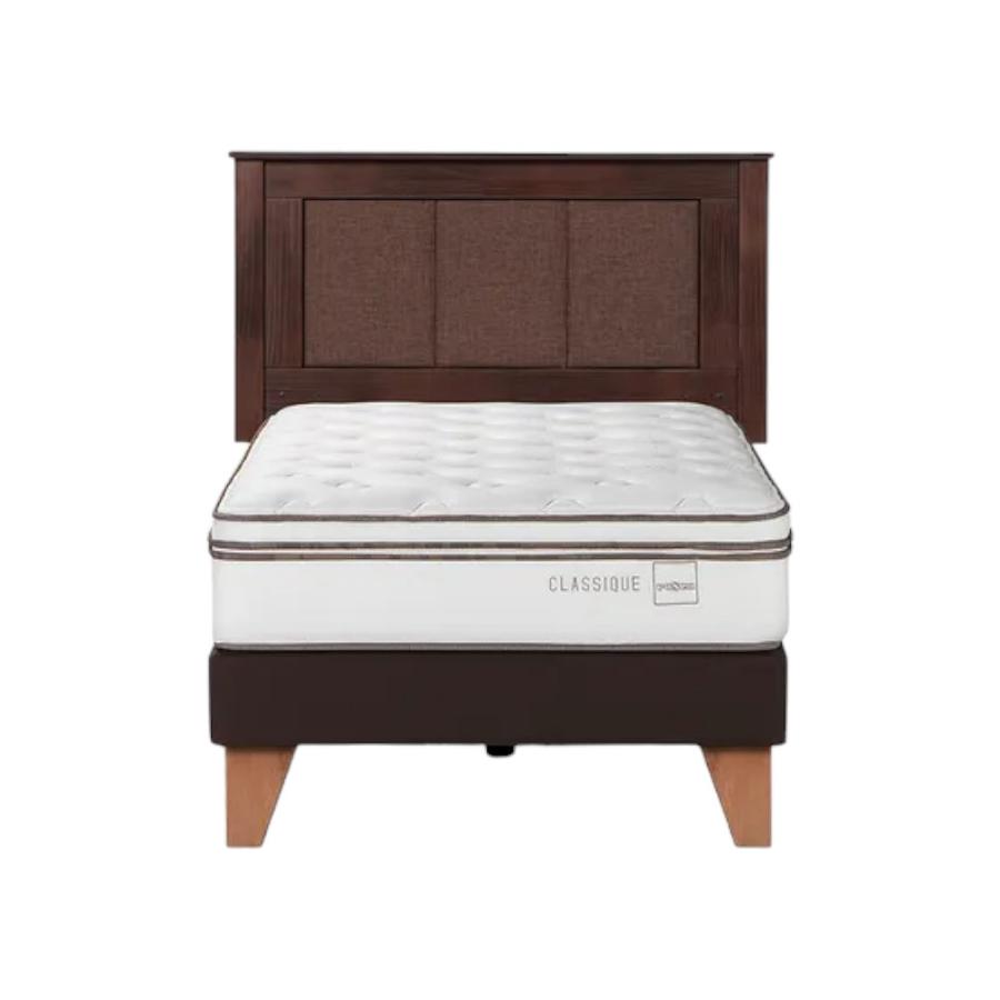 Cama Europea 1,5 Plazas Rosen Classique + Respaldo Rachel