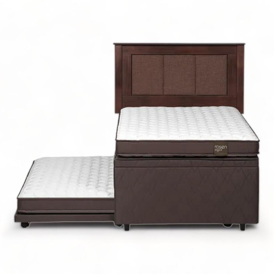 Cama Boxet  1,5 Plazas Rosen New Ergo T + Respaldo Rachel
