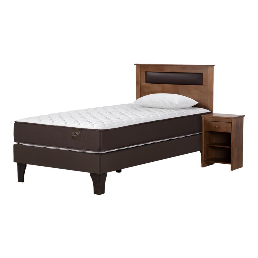 Cama Europea Rosen Ergo T New 1,5 Plazas +Muebles+Almohadas