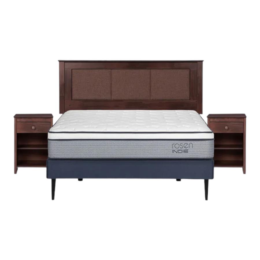 Cama Europea Rosen Indie 2pl 150x200  Con Muebles Rachel