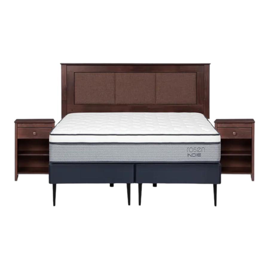 Cama Europea Rosen Indie 2pl 150x200  Con Muebles Rachel