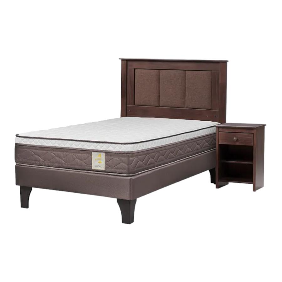 Cama Rosen New Style 4P 1,5 Plazas + Respaldo Rachel y Velador 