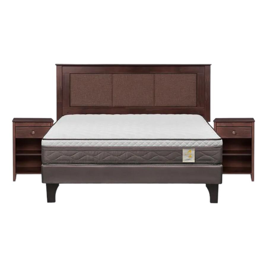 Cama Rosen New Style 4 Plus 2 Plazas + Respaldo y Velador