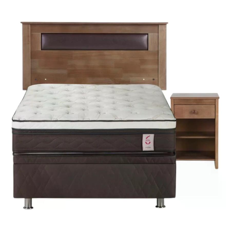 Cama Rosen Boxet New Style 6 1,5 Plazas + Muebles Ferrara