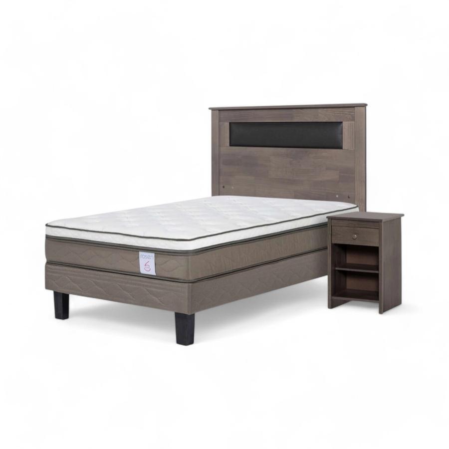 Cama Rosen NewStyle 6 1 Plaza + Muebles Ferrara Gris