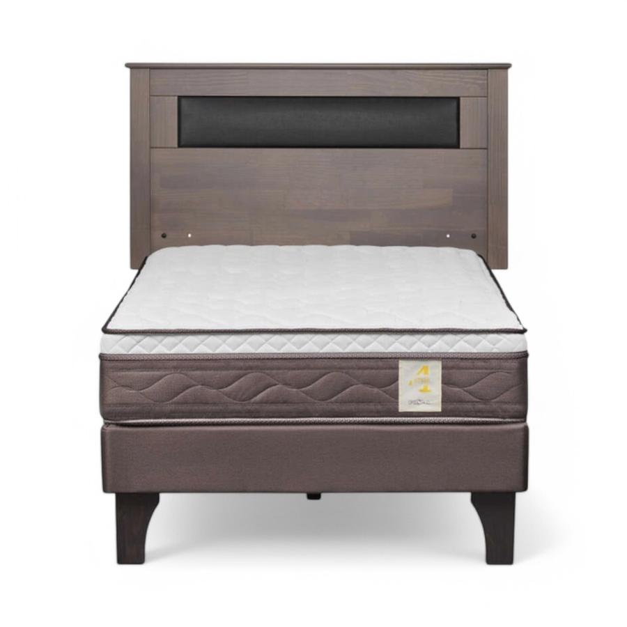 Cama Rosen NewStyle 4 Plus 1 Plaza + Respaldo Ferrara Gris