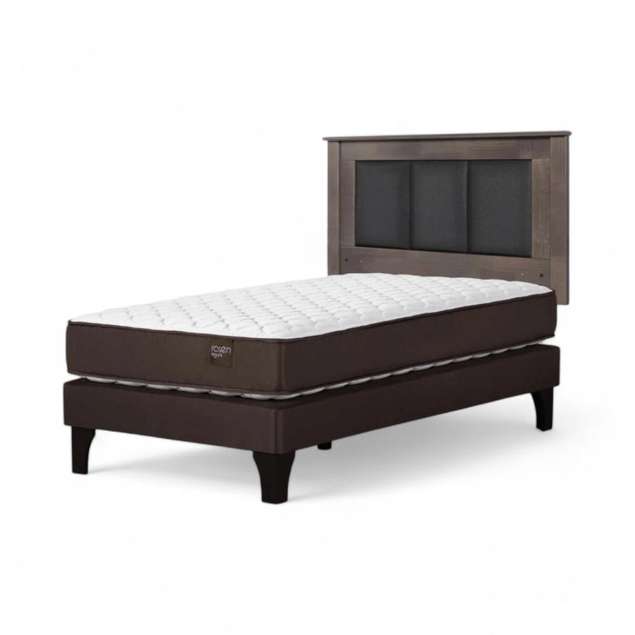 Cama Rosen Ergo T 1 Plaza + Respaldo Rachel Gris