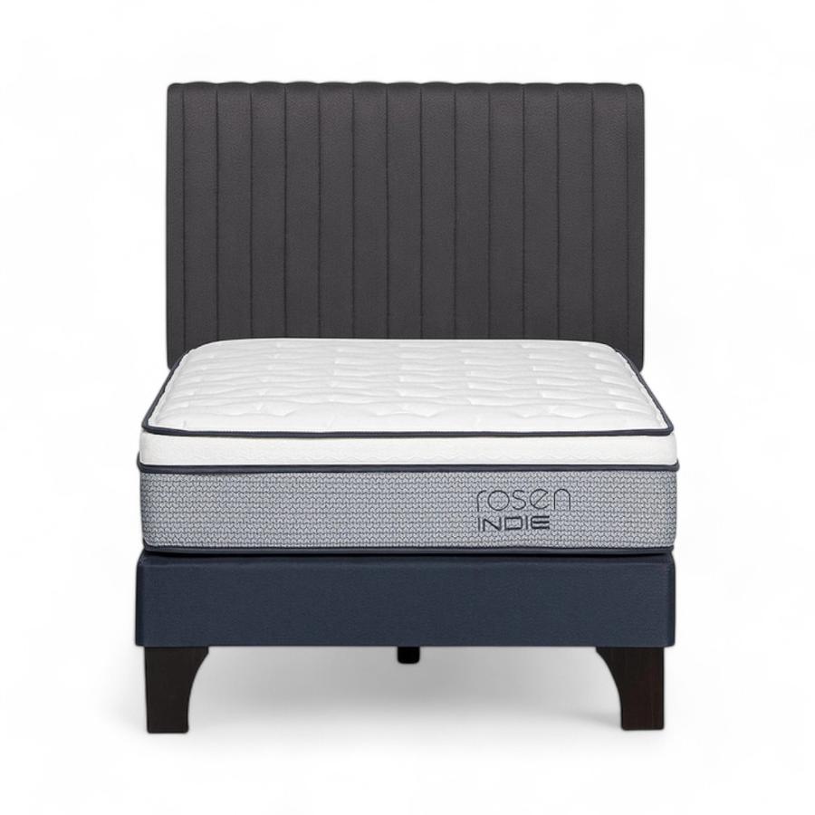 Cama Rosen Indie 1 Plaza + Respaldo Lucio Gris