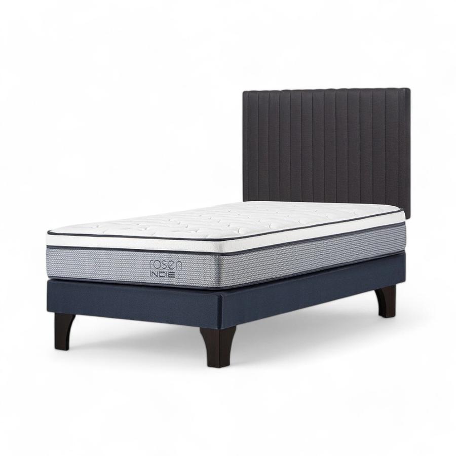 Cama Rosen Indie 1 Plaza + Respaldo Lucio Gris