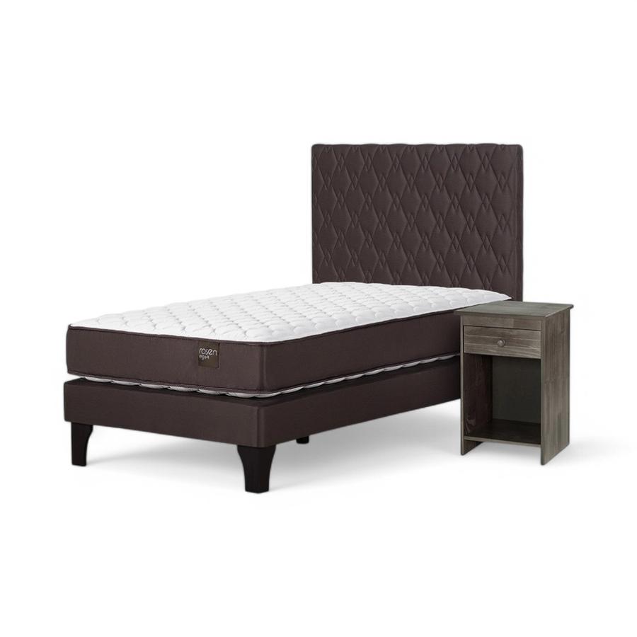 Cama Rosen Ergo T 1 Plaza + Muebles Ivar Café