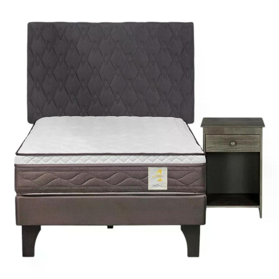 Cama Rosen 4 Plus 1 Plaza + Respaldo Ivar y Velador