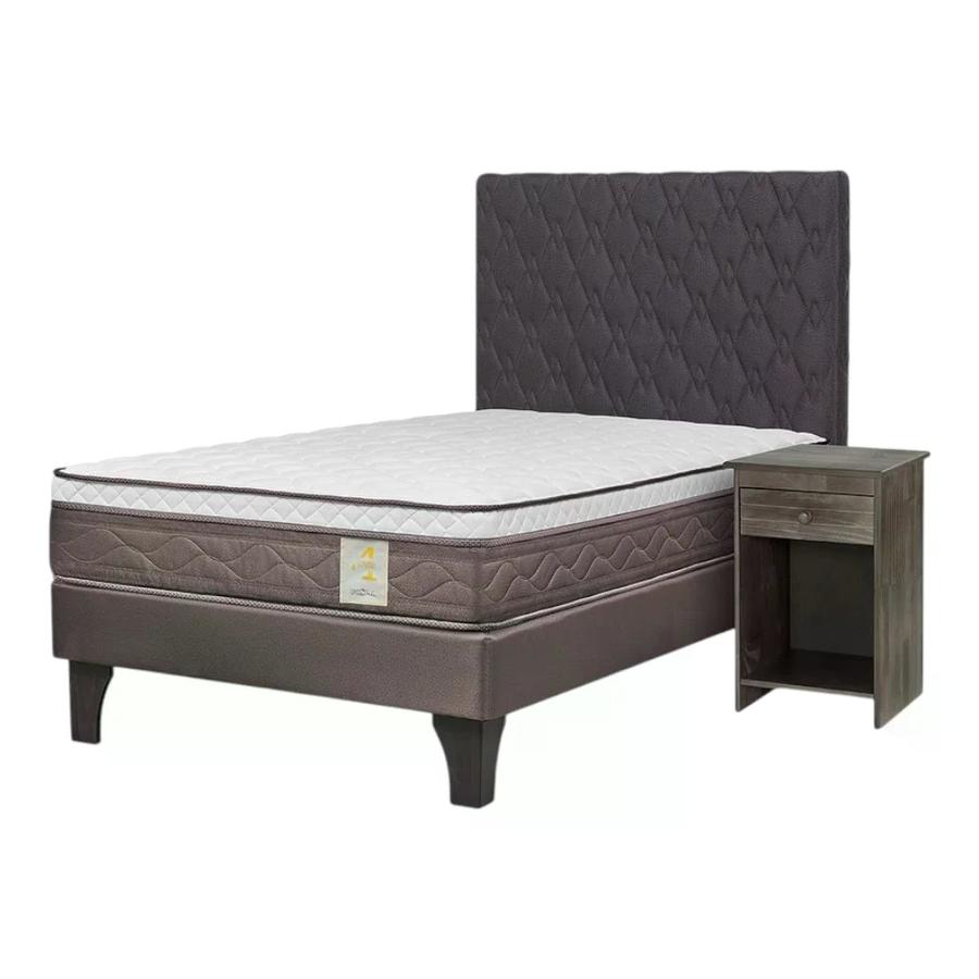 Cama Rosen 4 Plus 1 Plaza + Respaldo Ivar y Velador